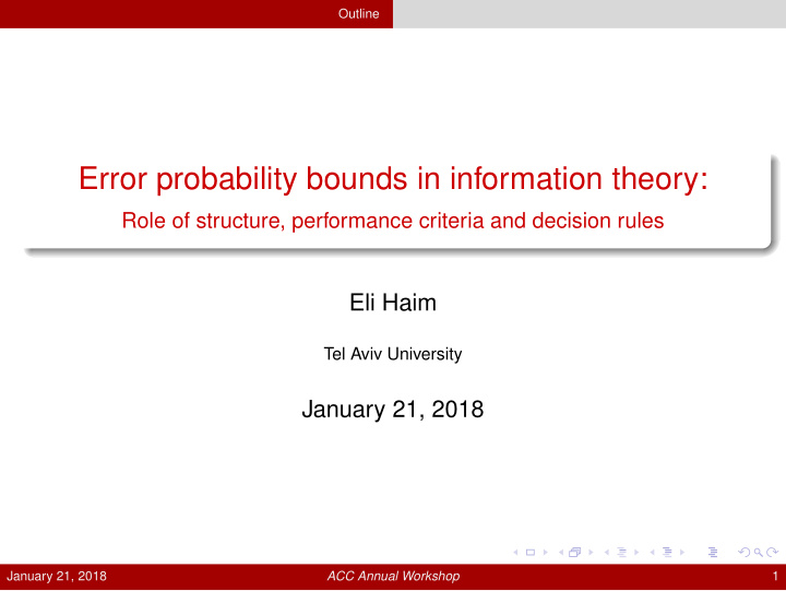 error probability bounds in information theory