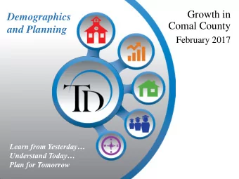 and Planning  February 2017 Learn from Yesterday Understand Today  Plan for Tomorrow