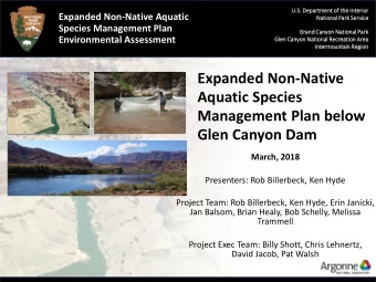 Expanded Non-Native  Aquatic Species  Management Plan below  Glen Canyon Dam  March, 2018