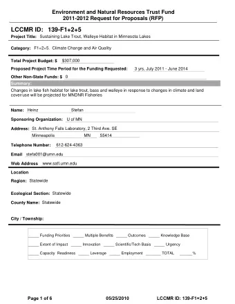LCCMR ID: 139-F1+2+5  Project Title:  Sustaining Lake Trout, Walleye Habitat in Minnesota Lakes