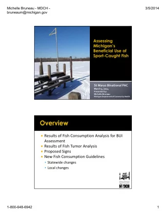 Results of Fish Consumption Analysis for BUI  Assessment  Results of Fish Tumor Analysis