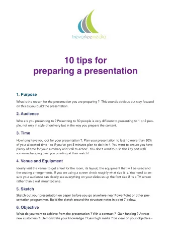 10 tips for  preparing a presentation