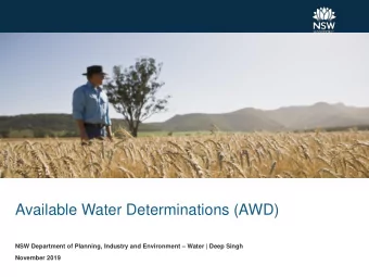 Available Water Determinations (AWD) NSW Department of Planning, Industry and Environment  Water