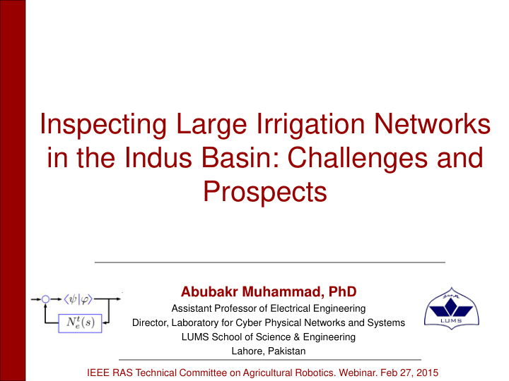 inspecting large irrigation networks in the indus basin