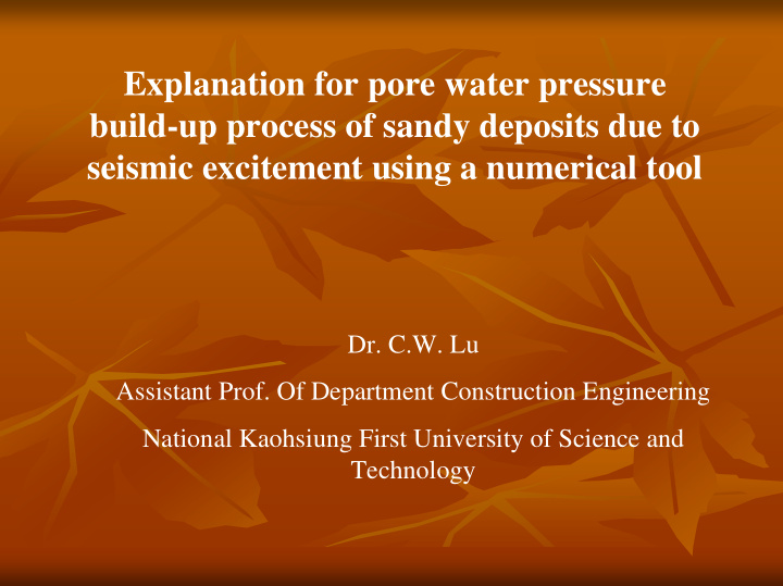 explanation for pore water pressure build up process of