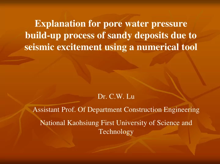 explanation for pore water pressure build up process of