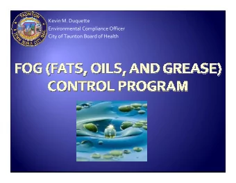 Kevin M. Duquette  Environmental Compliance Officer  City of Taunton Board of Health