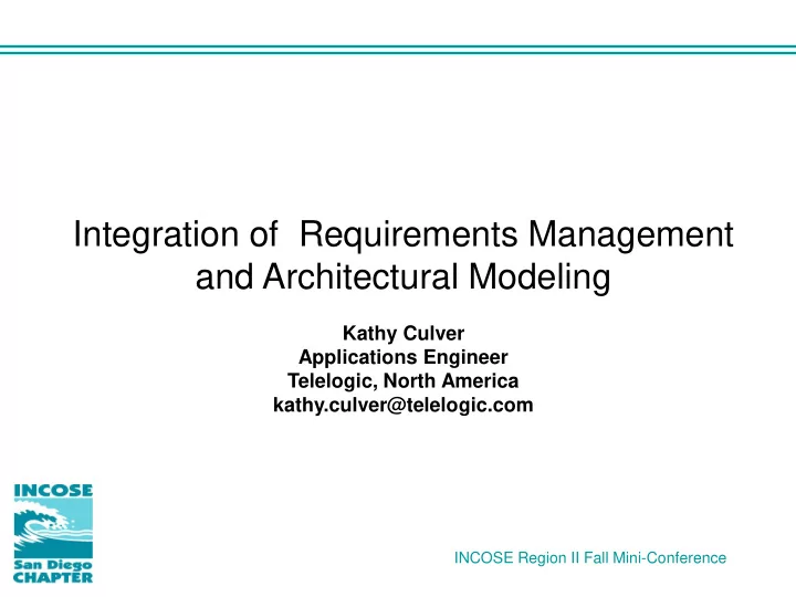 integration of requirements management and architectural