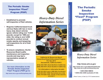 Heavy-Duty Diesel  (PSIP)   Established to promote  Information Series  self-inspection of !