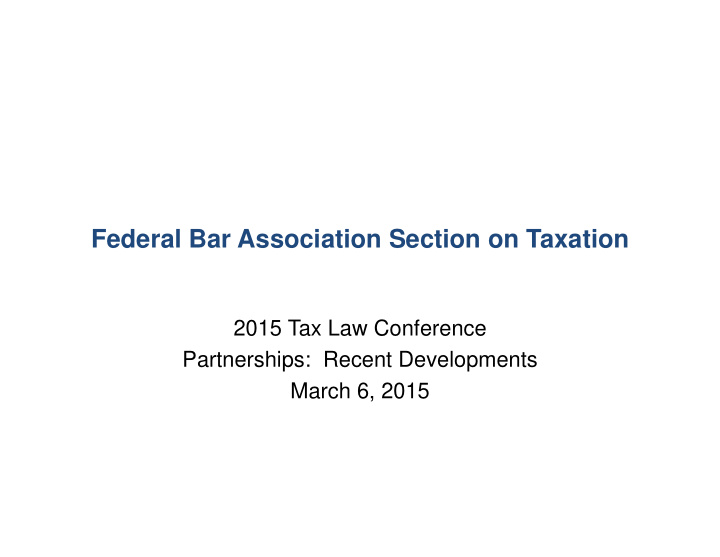 federal bar association section on taxation