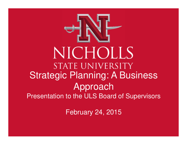 strategic planning a business approach