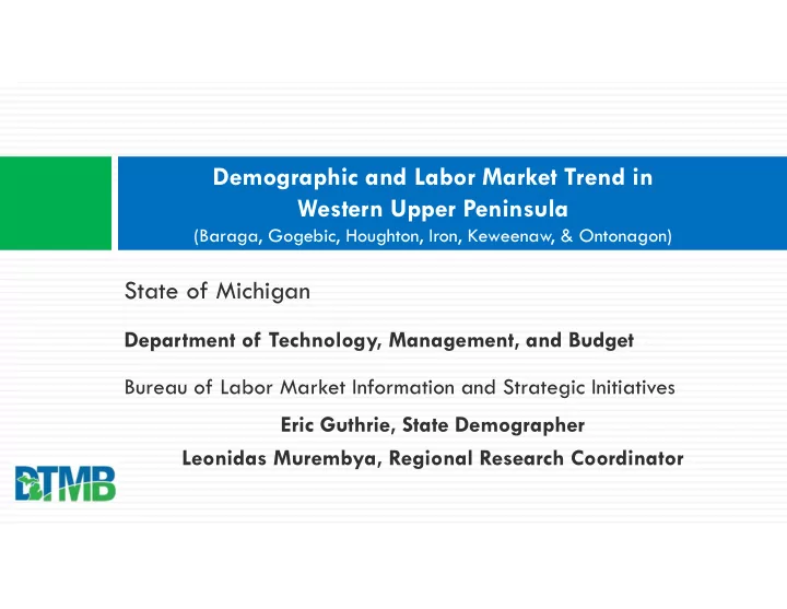 demographic and labor market trend in western upper