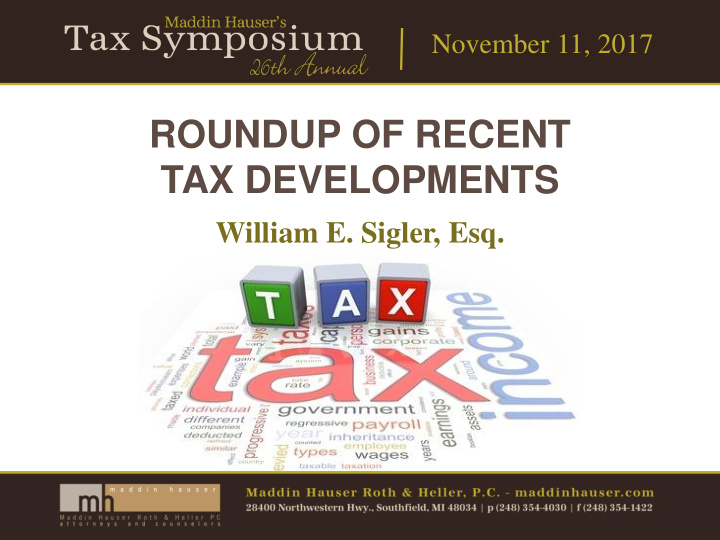 roundup of recent tax developments
