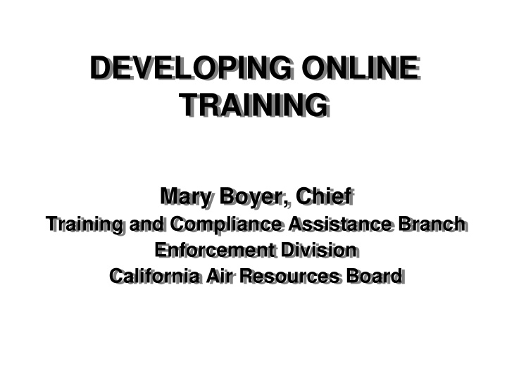 developing online developing online training training