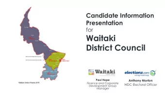 Waitaki  District Council  Paul Hope  Anthony Morton  Finance and Corporate  WDC Electoral Officer