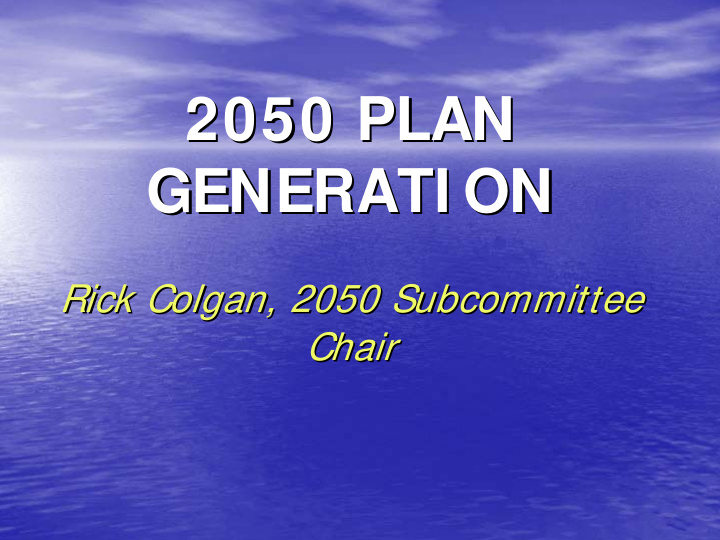2050 plan 2050 plan generati on generati on