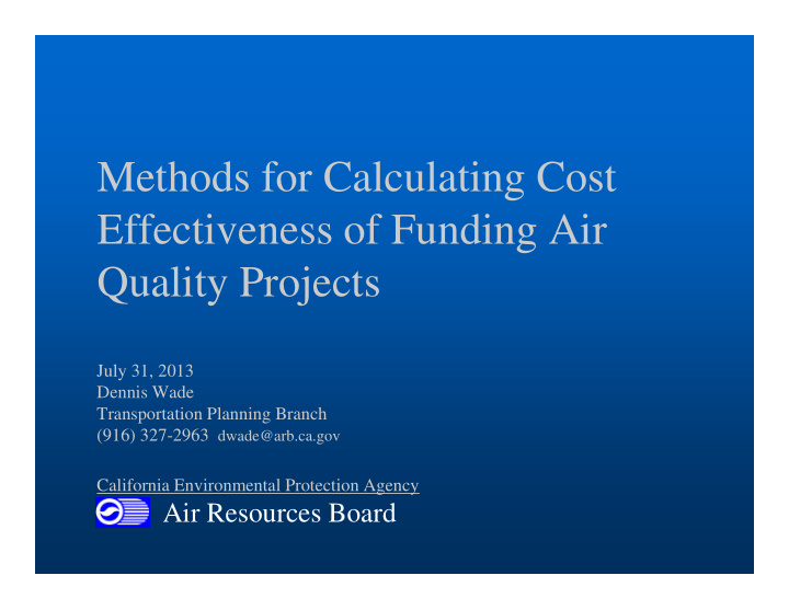 methods for calculating cost effectiveness of funding air