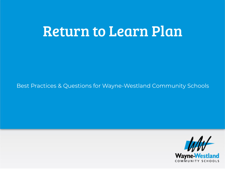 return to learn plan