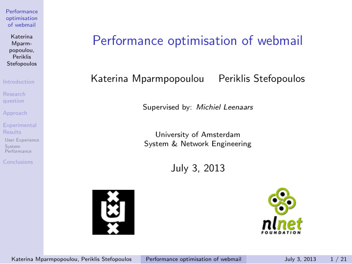 performance optimisation of webmail