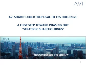 AVI SHAREHOLDER PROPOSAL TO TBS HOLDINGS:  A FIRST STEP TOWARD PHASING OUT  STRATEGIC