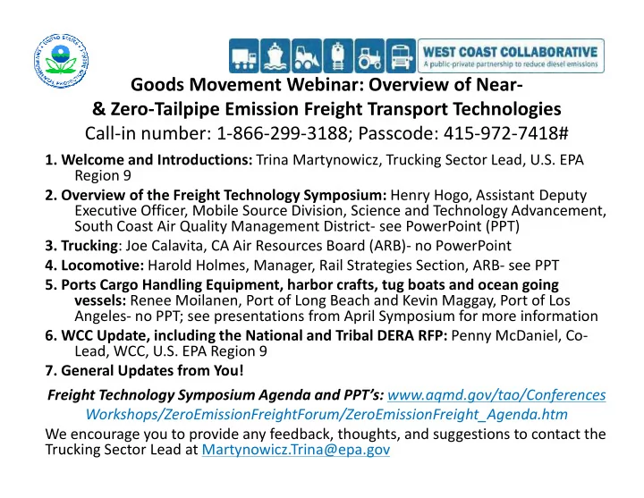 goods movement webinar overview of near amp zero tailpipe