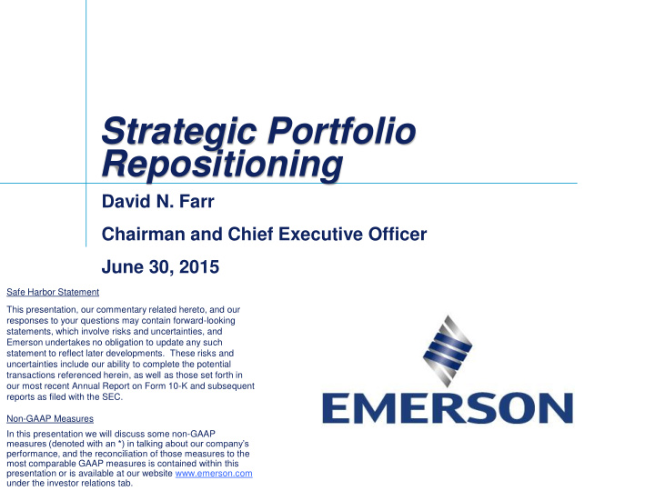 strategic portfolio repositioning