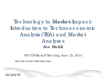 T  e c hno lo g y to  Ma rke t I  mpa c t:  I  ntro duc tio n to  T  e c hno e c o no mic  Ana