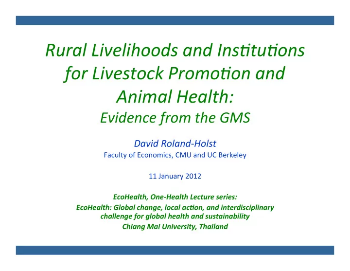 rural livelihoods and ins1tu1ons for livestock promo1on
