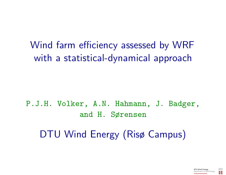 wind farm efficiency assessed by wrf with a statistical