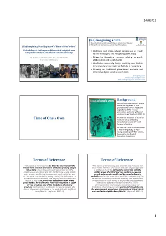 Time of Ones Own  In 1959 the Secretary of State for  Scotland set up a Standing  ConsultaIve