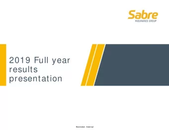 2019 Full year  results  presentation  2019  Restricted - External  Presenting and Q&amp;A