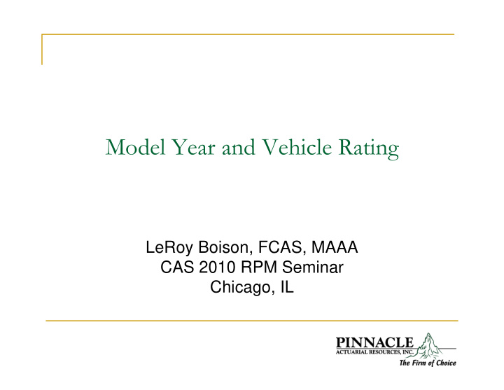 model year and vehicle rating