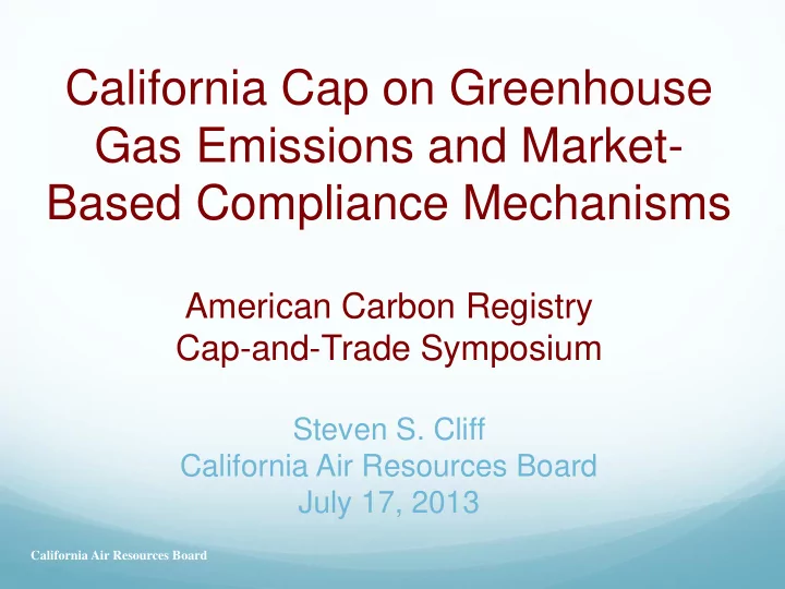 california cap on greenhouse