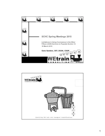 SCHC Spring Meetings 2015  Limitations in Using Conclusions in the Other  Fifteen mSDS Sections to