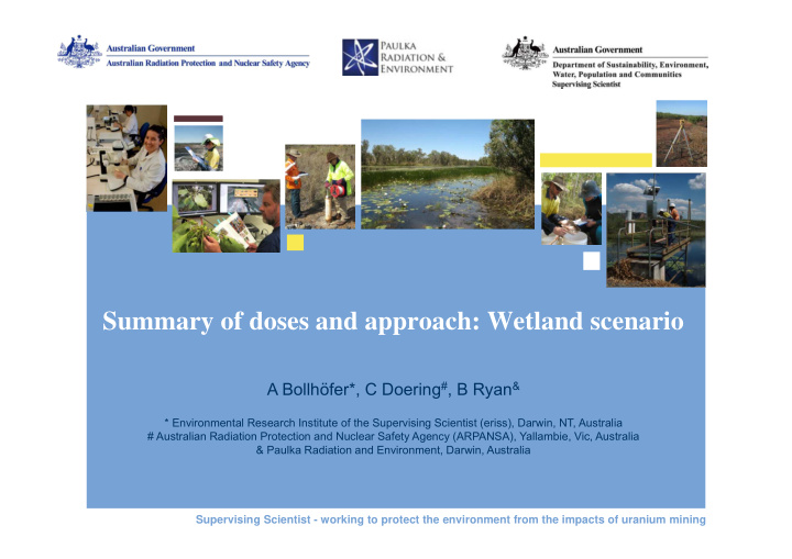 summary of doses and approach wetland scenario