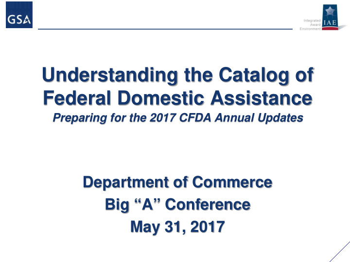understanding the catalog of federal domestic assistance