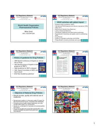 1  Components of NDPs  WHO guidance   Selection of essential drugs (for supply and