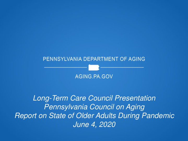 report on state of older adults during pandemic