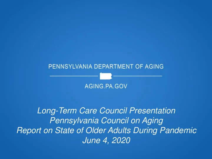 report on state of older adults during pandemic