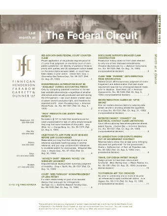 The Federal Circuit  month at  M ont h at  a Glance  RES J  UDICATA BARS FEDERAL COURT COUNTER-