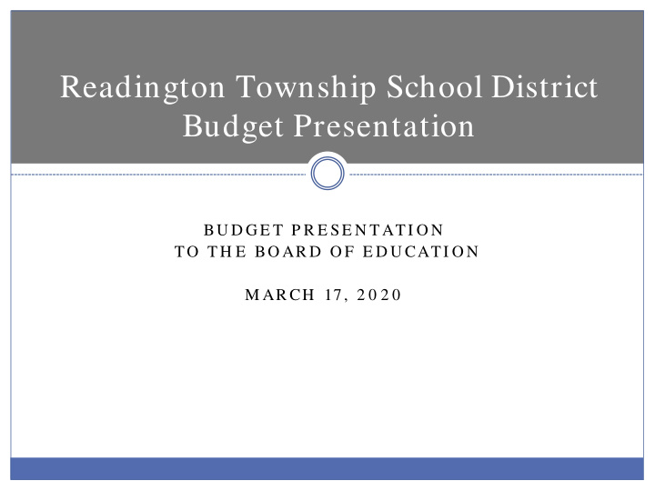 readington township school district budget presentation