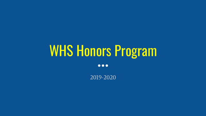whs honors program