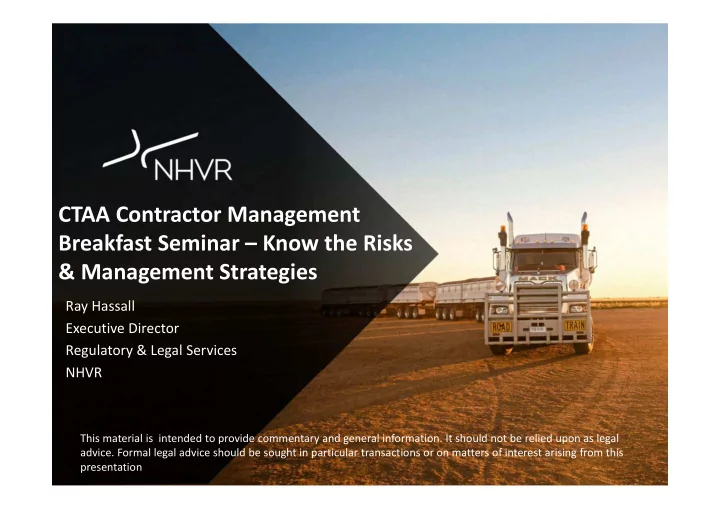 ctaa contractor management breakfast seminar know the