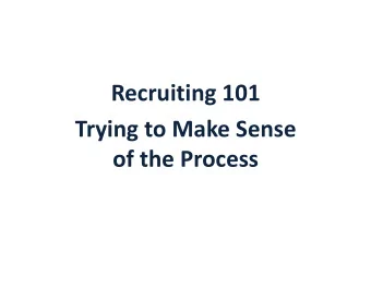 Recruiting 101  Trying to Make Sense  of the Process  Parties Involved In The Process