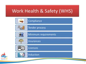 Work Health &amp; Safety (WHS)  Compliance  Tender process  Minimum requirements  Insurances
