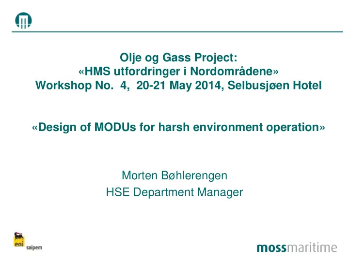 hse department manager
