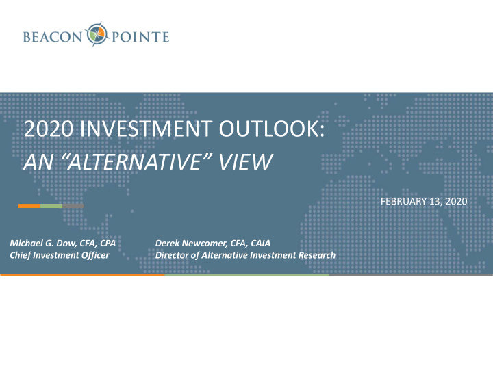 2020 investment outlook an alternative view