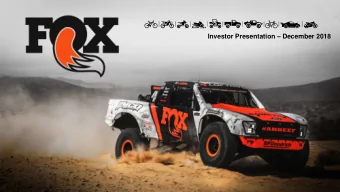 Investor Presentation  December 2018  SAFE  SAFE HARBOR  HARBOR ST  STATE  TEME  MENT  NT  This