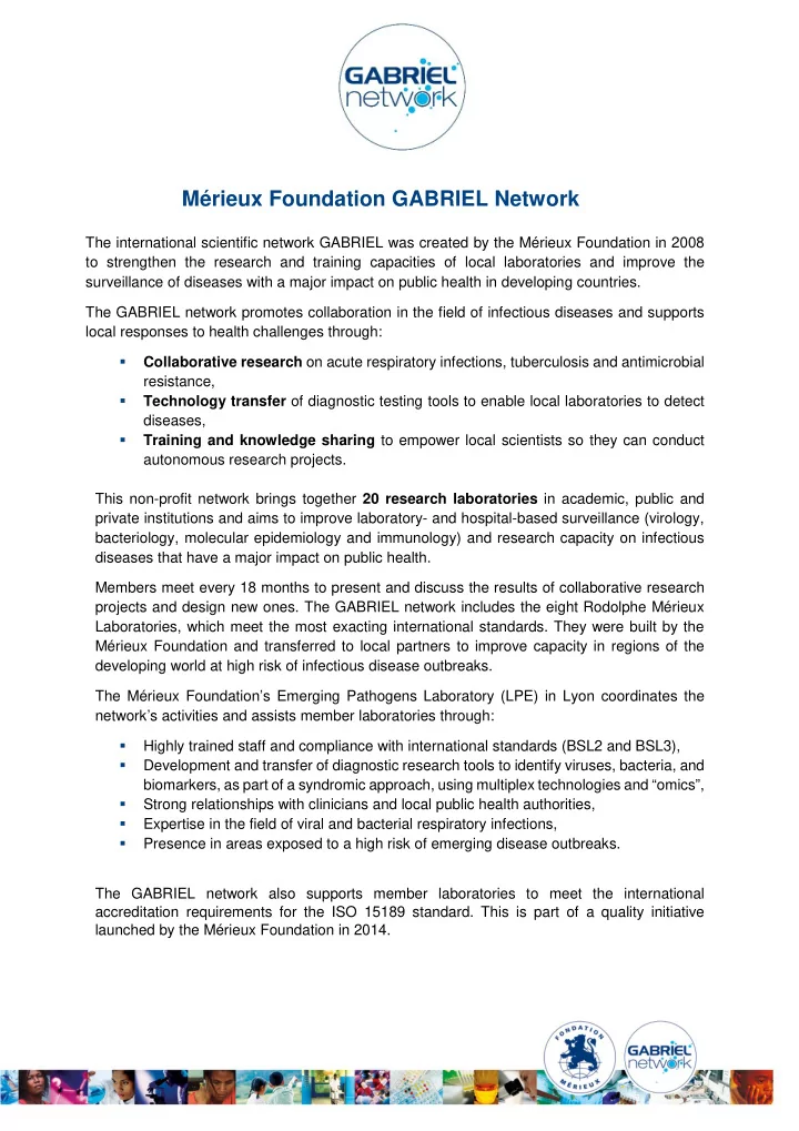 m rieux foundation gabriel network