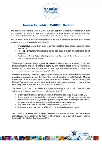 Mrieux Foundation GABRIEL Network  The international scientific network GABRIEL was created by